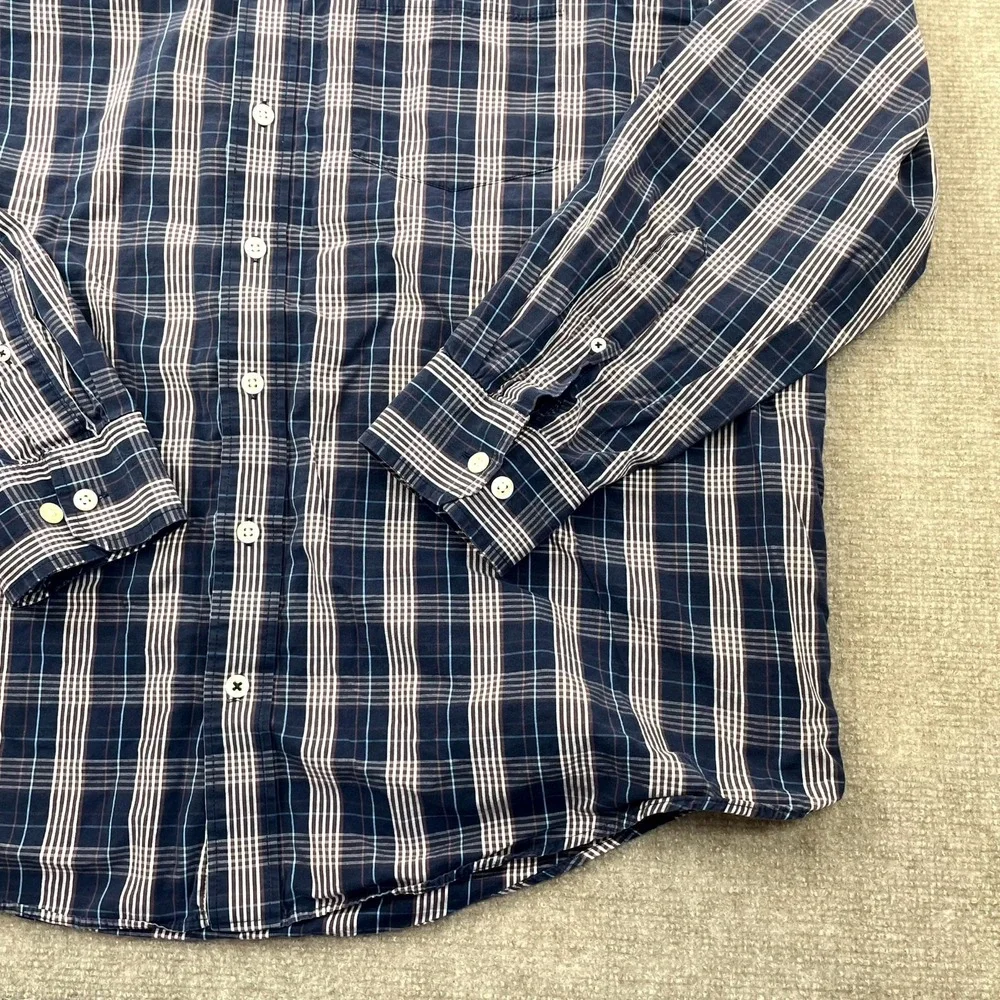 Izod Shirt Mens 2XL Multicolor‎ Plaid Cotton Shirttail Hem Pleated Button Down